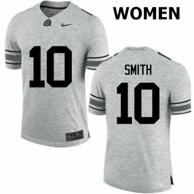 Women's Ohio State Buckeyes #10 Troy Smith Gray Nike NCAA College Football Jersey Discount BQK3744WJ